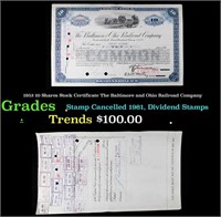 1953 10 Shares Stock Certificate The Baltimore and