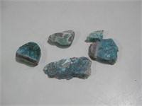 Five Raw Turquoise Pieces Largest 2.5"