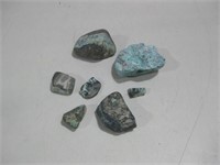 Seven Raw Turquoise Pieces Largest 1.5"