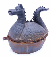 Cast Iron Figural Dragon Stove Steamer Pot.