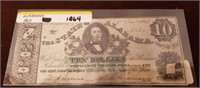 CONFEDERATE 1864 NOTE, 10 DOLLAR, STATE OF