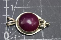 Sterling Silver, purple jade pendant