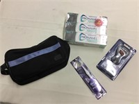 AXE shaving bag, Sensodyne pro enamel toothpaste,