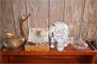 Brass Goose, Marbles, 25th Anniversary Plate, Cup,