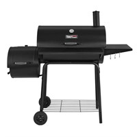 Charcoal Grill in Black with Offset Smoker