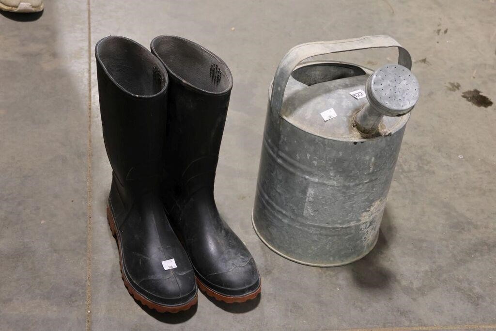RUBBER BOOTS AND WATERING CAN