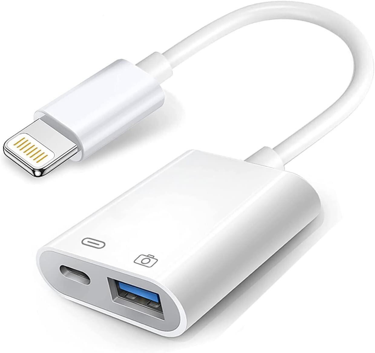 Apple Lightning to USB Camera Adapter with Chargin