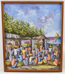 Fritz Bernier Haitian Oil Painting on Canvas