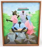 Lothair Fuerilus Cuban Cubist Painting on Canvas