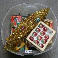 Tub of Assorted Christmas Ornaments