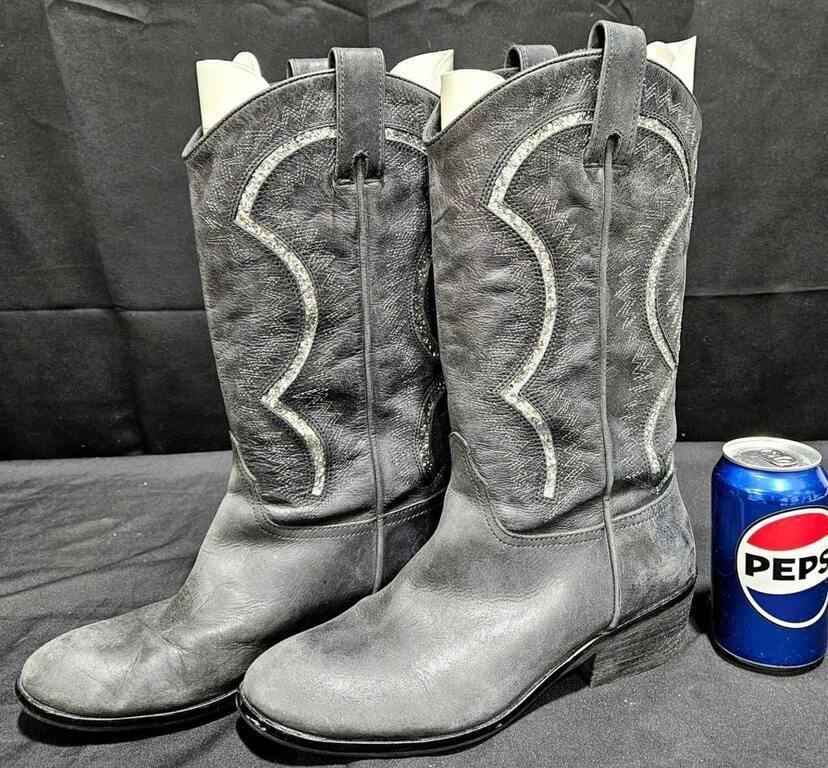 Reba Black Leather Cowgirl Boots Sz 10M