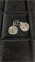925 sterling silver onyx black rose earrings