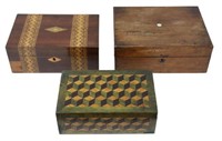 (3) ENGLISH TUNBRIDGE WARE PARQUETRY BOXES