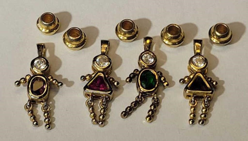 Costume Jewelry 4 Birthstone Charms & 5 Beads