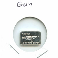1 gram Silver Bar - Gun, .999 Fine Silver
