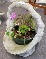 Concrete Basket-Style Planter, 18" Long