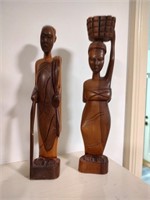 Wooden Male and Female African Statues