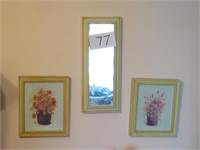 3 Pc. Wall Hanging Collection 1 Mirror, 2 Framed