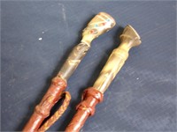 Set of Two Riding Crops with Horn decorated tops