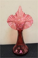 Fenton cranberry jack in pulpit vase