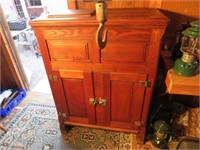 Vintage Oak Ice Box Refrigerator 2 Door Top Load