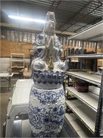 Large Guan Yin Statue With a Dragon Garden Stand