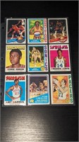 9 Various 1970's NBA Basketball Cards