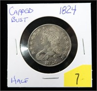 1824 Capped Bust half dollar, lettered edge