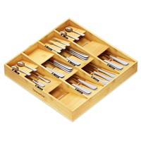 SpaceAid Bamboo Silverware Drawer Organizer with