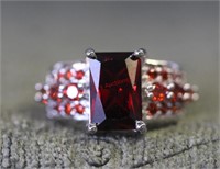 Sterling Silver Red Stone Ring