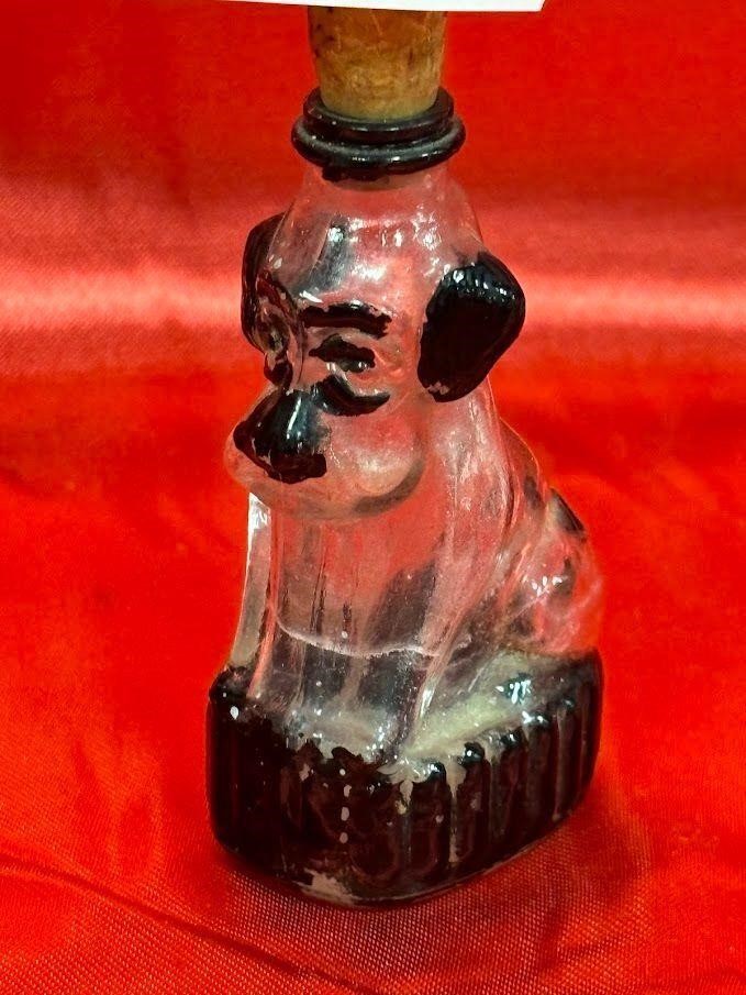 RARE Perfume bottle, dog figural, with cork