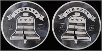 (2) 1 OZ .999 SILVER LIBERTY BELL ROUNDS