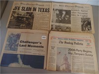 4 Newspapers about JFK & Challenger