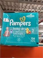 Pampers baby dry 3 16-28lb, 104 diapers