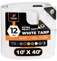 Xpose Safety Heavy Duty White Poly Tarp 10' X 40'