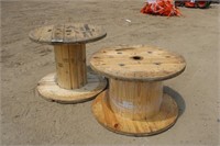 (2) Wooden Spools, Approx 39"x 32" & 40"x 25"