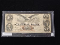 1855 The Central Bank of Alabama $20 Note