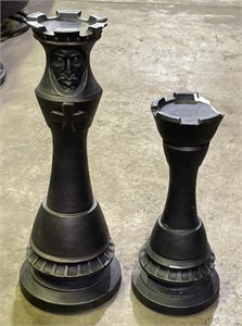 (JL) 2 Plaster Chess Piece Decor Chipped and