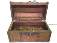 SMALL TREASURE CHEST FULL OF WHEAT PENNIES