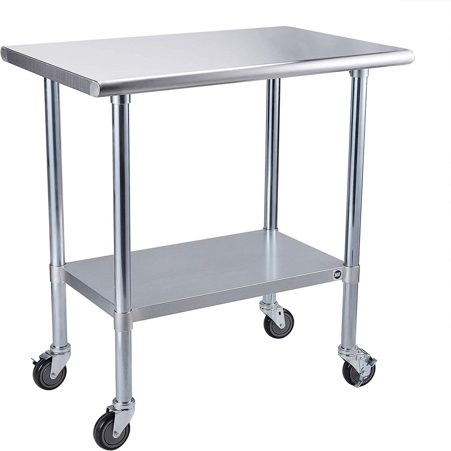 (READ)ROCKPOINT Stainless Steel Table 36x24  Caste