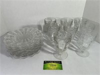 Glass Plates and Wine Glass Set