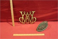 Vintage William and Mary Trivet and Flower Frog