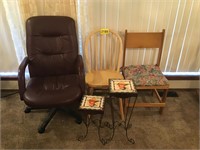 Office Chair, 2 Wood Chairs, 2 Sm. Tables
