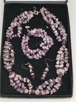 Amethyst Necklace, Bracelet, and Earrings set