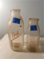 2 Beck's Dairy York Pa Milk Bottles