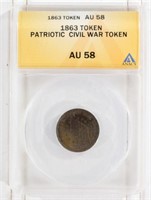 1863 Civil War Token ANACS AU 58
