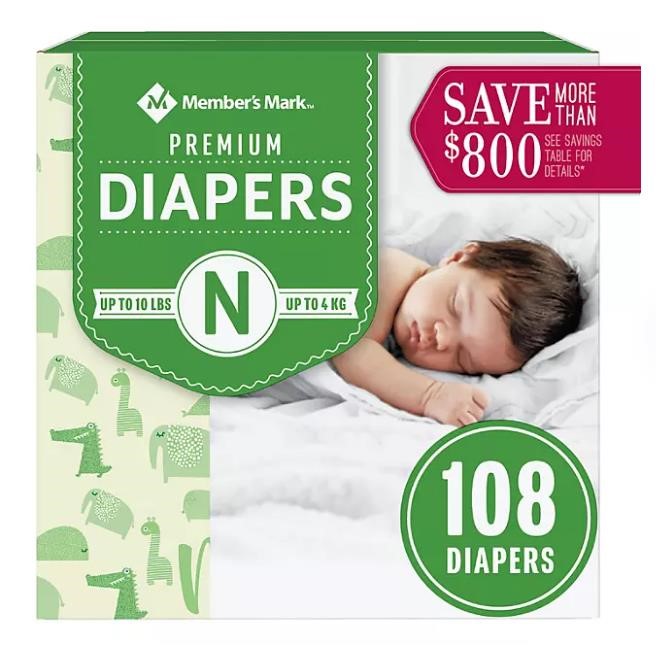 Members Mark Premium Baby Diapers Sizes Newborn