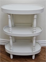 Vintage Painted White Wood 3-Tier Table Stand