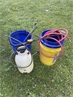 Air hose sprayer & buckets