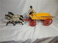 Vitage Cast Iron Horse Drawn Transfer Wagon Toy